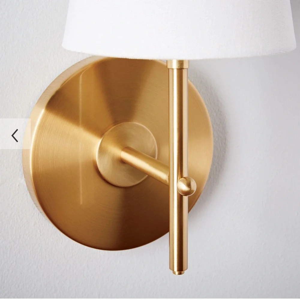 West elm arc mid century Elegant Gold Wall Sconce with White Shade